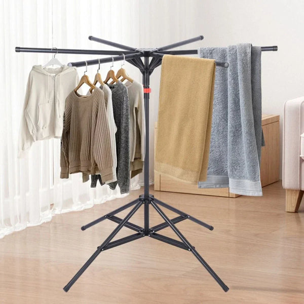 Uscator de rufe pliabil tip trepied, cu 6 brate rotative, 150 cm