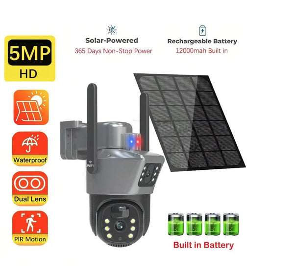 Camera De Supraveghere Cu Panou Solar,4G,Senzor De Miscare,Lentile Duble,4G HD 8MP + CARD 32GB CADOU