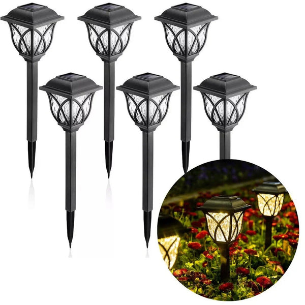 Set 6 x lampa solara felinar LED 43 cm patrate, pentru terasa, alee sau gradina