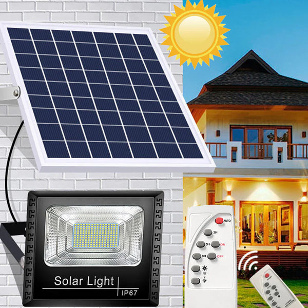 Proiector LED exterior 200W cu panou solar, telecomanda cu functii multiple