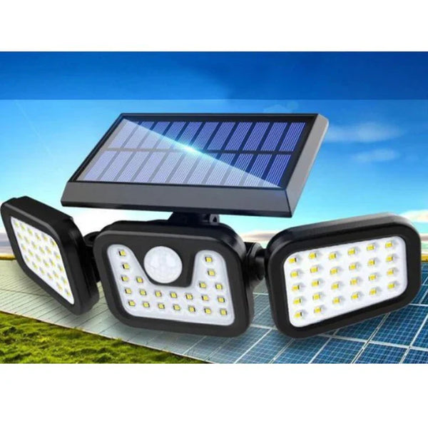 Set 2 x Lampa solara, de exterior cu 3 capete, LED, incarcare solara