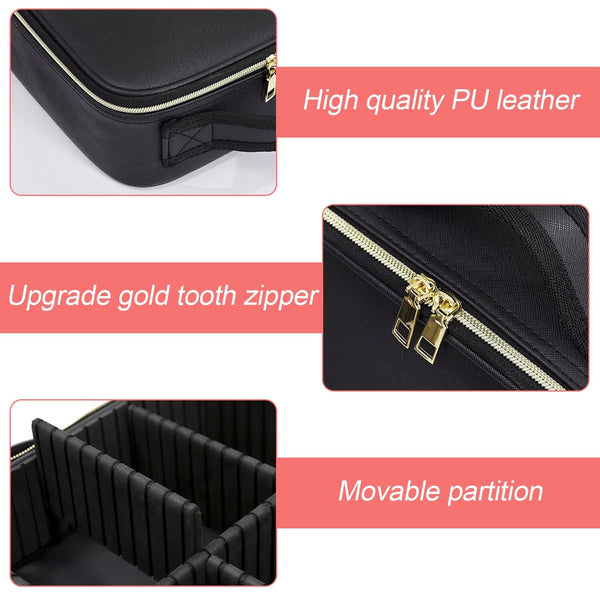 Portfard impermeabil, compartiment ajustabil, cu LED, negru