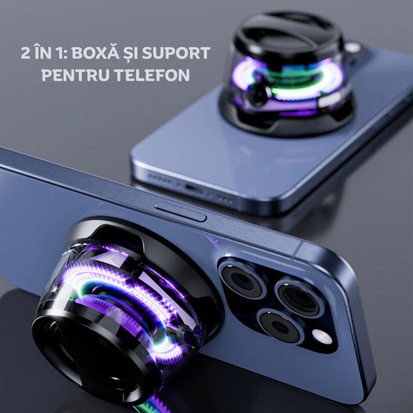 Set 2 x Boxa portabila Bluetooth G200, 5W, prindere MagSafe & inel magnetic, suport telefon 2 in 1