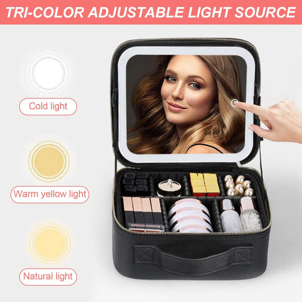 Portfard impermeabil, compartiment ajustabil, cu LED, negru