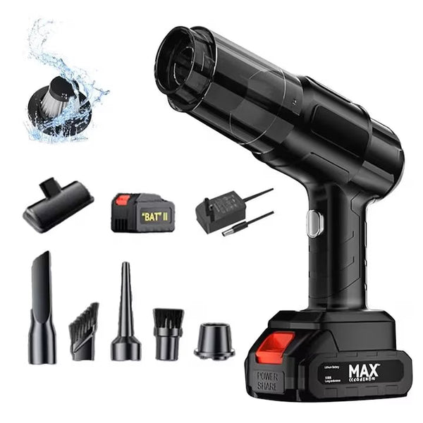 Aspirator Auto 6 in 1 Fara Fir, pentru Casa, Masina, Calculator, Birou, Putere 100W, Eficienta Mare, Functii de Aspirare, Suflare, Vidare, Filtru HEPA, Perie Detailing, Negru