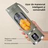 Mini blender portabil (450 ml, 12 lame, fără BPA) + termos auto din oțel inoxidabil 1200 ml