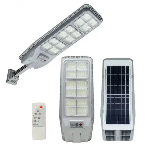 Set 2 x Lampa solara cu telecomanda si suport, 300W, senzor de miscare, 12 cadrane, 108 LED-uri, 6000k