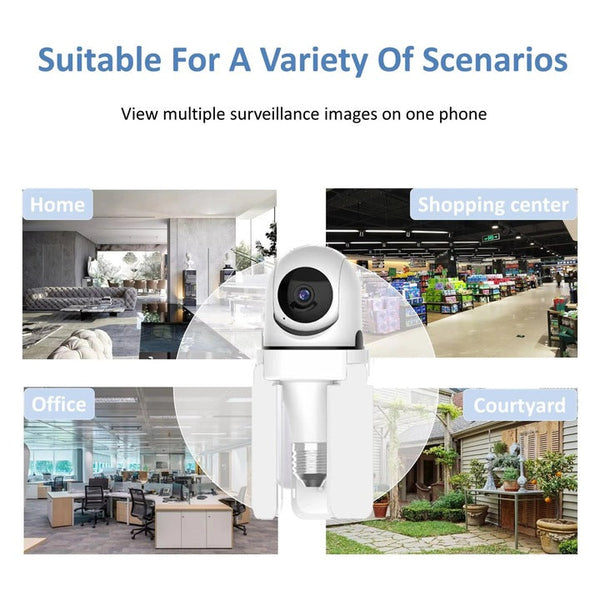 Camera Bec cu 3 Brate de lumina LED 3MP HD WiFi PTZ, pridere bec E27