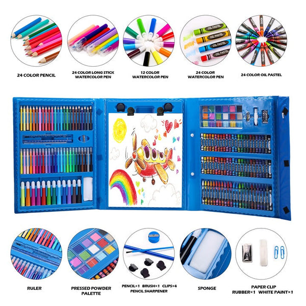 Set Complet de Pictura si Desen cu 208 Piese + Boxa portabila Bluetooth G200, 5W, prindere MagSafe