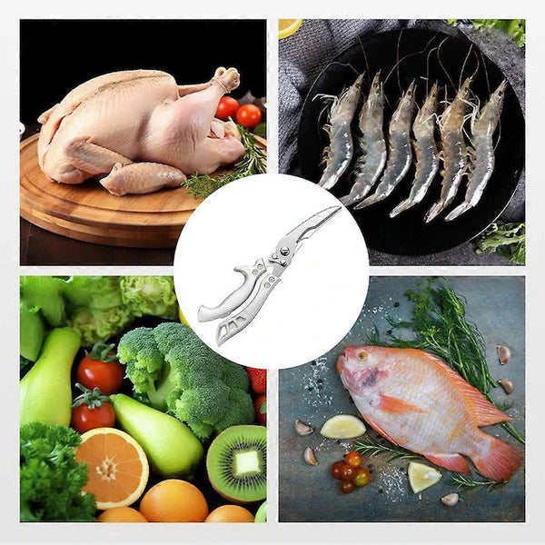 1+1 CADOU Foarfeca de bucatarie din otel inoxidabil pentru taiere carne, peste, legume, confortabile, usor de curatat