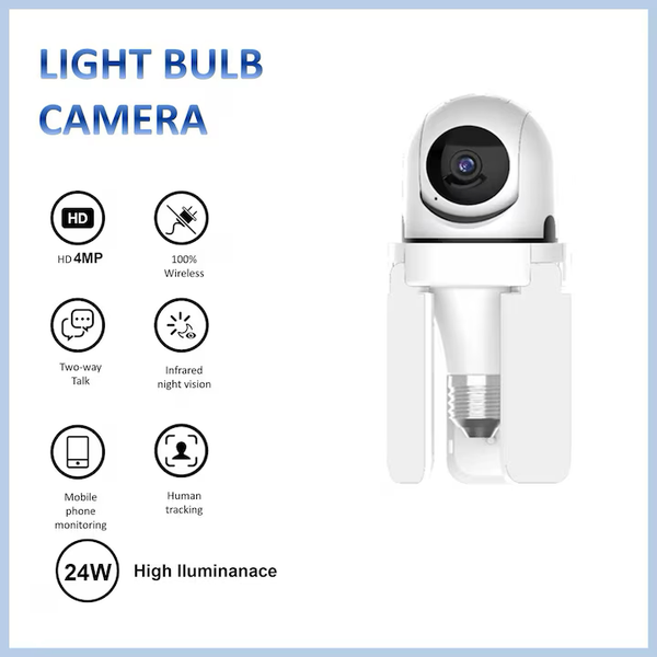Camera Bec cu 3 Brate de lumina LED 3MP HD WiFi PTZ, pridere bec E27