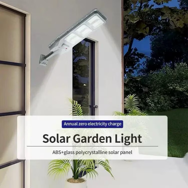 Set 2 x Lampa solara cu telecomanda si suport, 300W, senzor de miscare, 12 cadrane, 108 LED-uri, 6000k