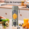 Mini blender portabil (450 ml, 12 lame, fără BPA) + termos auto din oțel inoxidabil 1200 ml