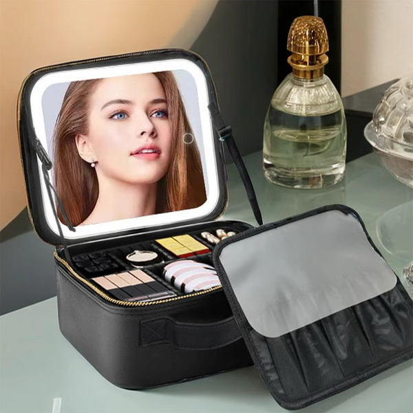 Portfard impermeabil, compartiment ajustabil, cu LED, negru