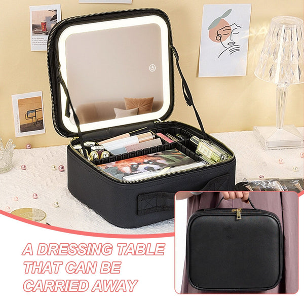 Portfard impermeabil, compartiment ajustabil, cu LED, negru