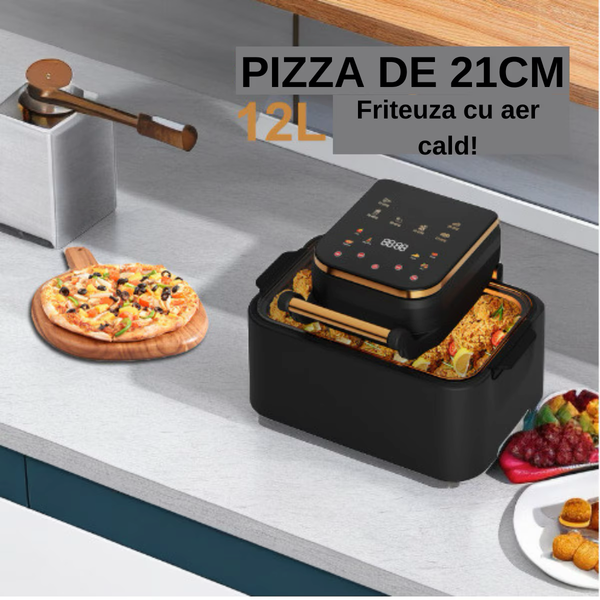 Friteuza profesionala cu aer cald 3 in1 digitala fara ulei Airfryer, 1700W, capacitate 12l, Control touch