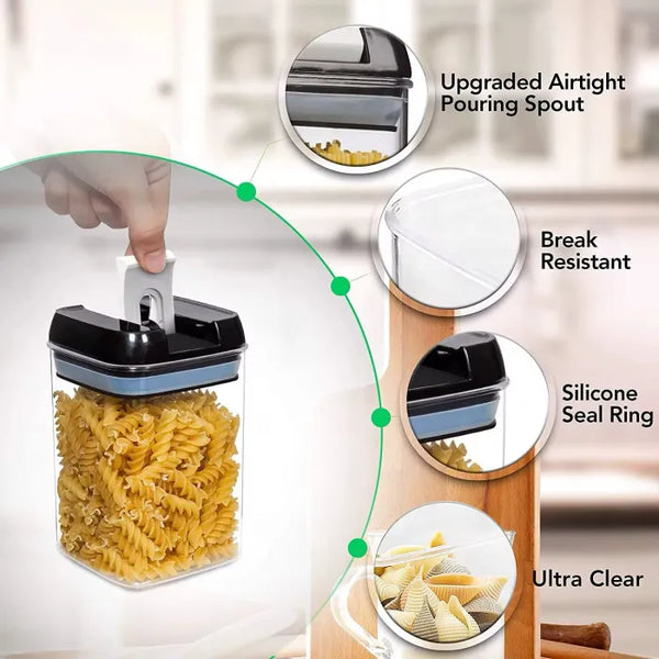 Set 7 recipiente depozitare cu capac etanș, organizare perfectă pentru bucătărie