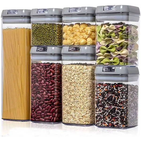 Set 7 recipiente depozitare cu capac etanș, organizare perfectă pentru bucătărie