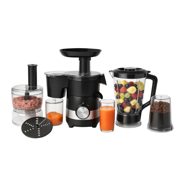 Set Blender 6 în 1 – 450W, Tocator, Mixer, Tel, Stick Blender, Maruntitor, Vas 500ml