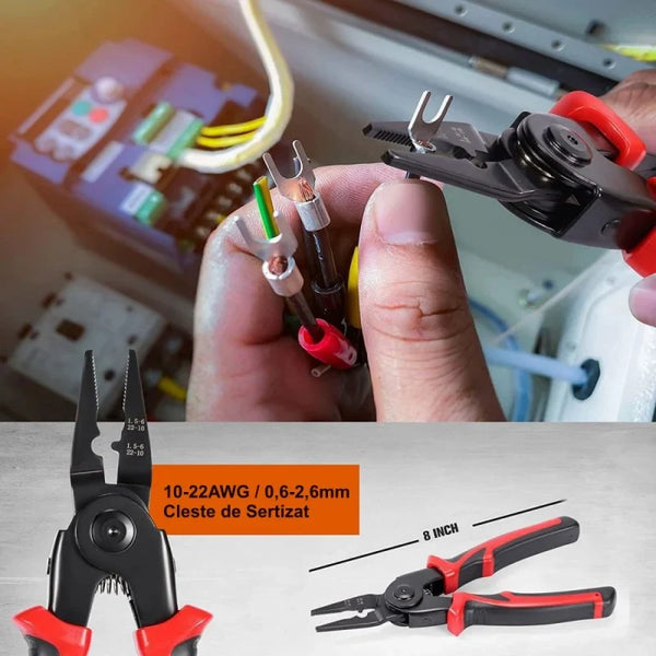 Set de clesti 5 in 1 multifunctiona, cap interschimbabil, maner ergonomic, negru/rosu