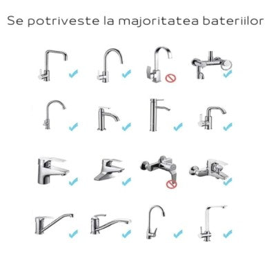 Extensie rotativa pentru robinet, cu multiple moduri de curgere a apei