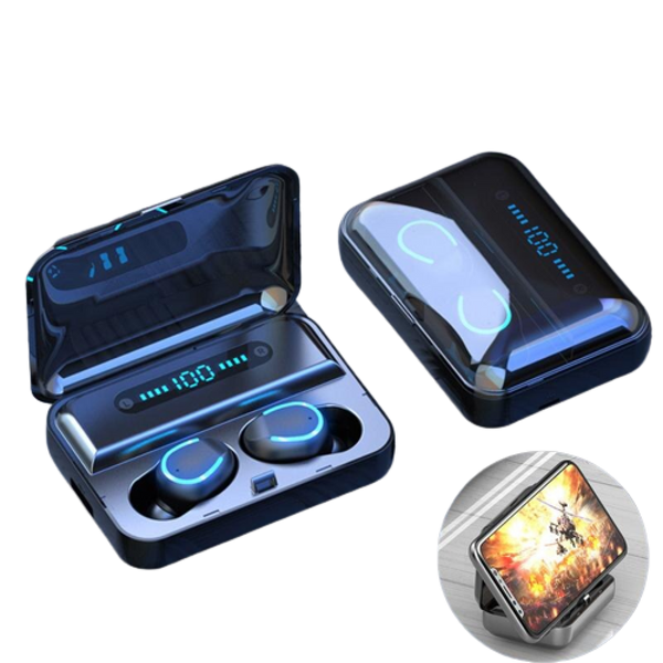 Casti bluetooth cu amprenta si dock magnetic cu afisaj