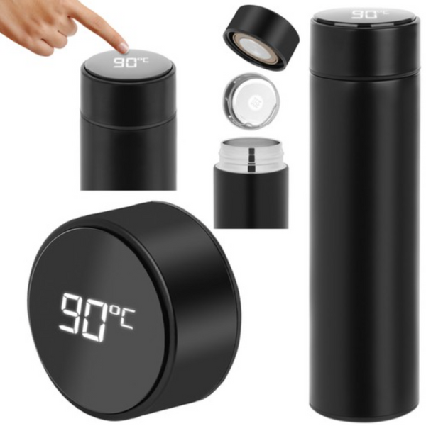 PACHET Termos smart cu afisaj LCD, 0,5 litri + Lampa solara LED cu senzor de miscare + Blender portabil HM 03, acumulator