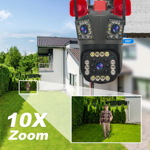 Camera de Supraveghere WiFi 12MP Ultra HD cu Zoom 5X, PTZ Rotire 360°, Vedere Nocturna si Card 32GB