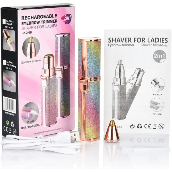 1+1 CADOU Epilator facial si sprancene, portabil, reincarcabil, 2in1