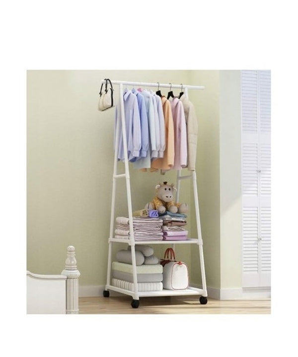 PACHET Etajera tip raft multifunctional pentru bucatarie sau baie + Suport triunghi pentru haine si umerase cu 2 rafturi inferioare