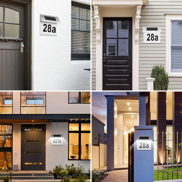 PACHET Numar de casa cu iluminare LED si alimentare solara + Parasolar pliabil tip umbrela pentru parbrizul masinii + Lanterna tactica cu Zoom, rezistenta la apa