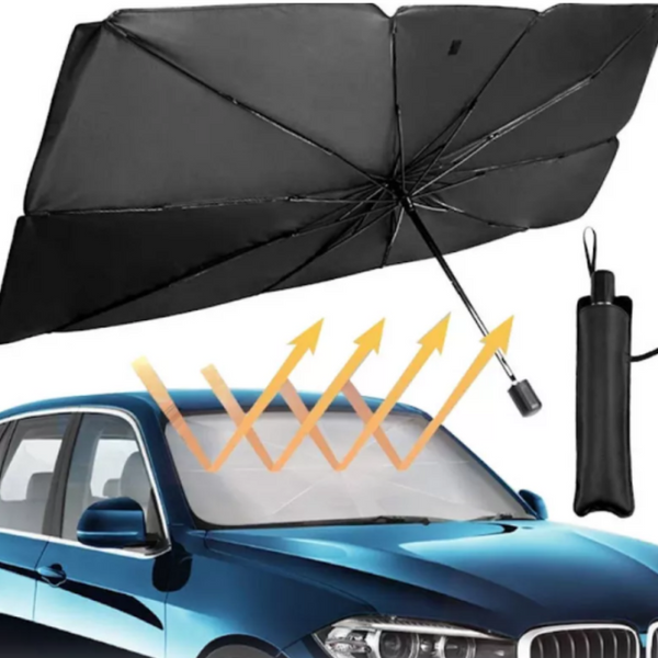 PACHET Numar de casa cu iluminare LED si alimentare solara + Parasolar pliabil tip umbrela pentru parbrizul masinii + Lanterna tactica cu Zoom, rezistenta la apa