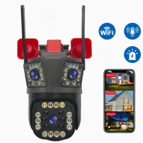 Camera de Supraveghere WiFi 12MP Ultra HD cu Zoom 5X, PTZ Rotire 360°, Vedere Nocturna si Card 32GB