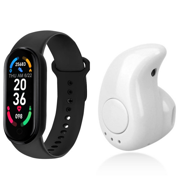 Pachet! Bratara fitness inteligenta M6 +Casca bluetooth, in forma de picatura