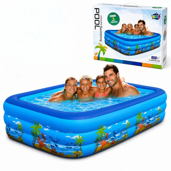 Pachet Piscina Gonflabila Pentru Adulti/Copii, Baza Podea Moale Gonflabila, Dimensiuni 210 x 135 x 54 cm + Boxa Portabila Rezistenta la Apa