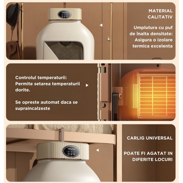 Uscator de rufe electric incorporabil 10Kg control touch screen pliabil protectie supraincalzire